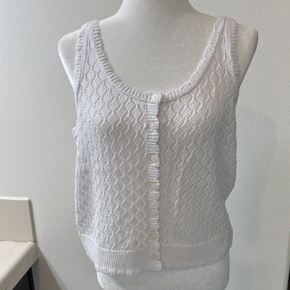 LOFT Crochet Button Sweater Tank Top
